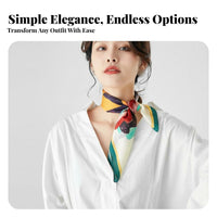 Small Square Silk Scarf Design Small Silk Scarf Gift Ready Printed Neckerchief for Women, Spring, Autumn, Office