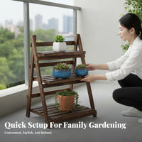 Foldable Design Multi-Tier Folding Planter Shelf Floor-Standing three-tier Plant Shelf Indoor & outdoordoor Use floral Rack Weather-Resistant for Gardeners, homeowners, Apartment Dwellers, Balcony, Living Room, entrancemethod, Corner Space