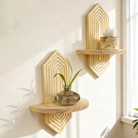 Bohemian Diamond Single-Layer Solid Wood Wall Planter Shelf