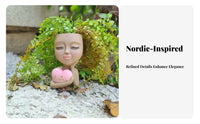 Resin Girl Holding Heart Vase Indoor Outdoor Use Girl Head Planter Creative Design Resin Head Planter for Gardeners, Women, Balcony, Desktop, Tabletop