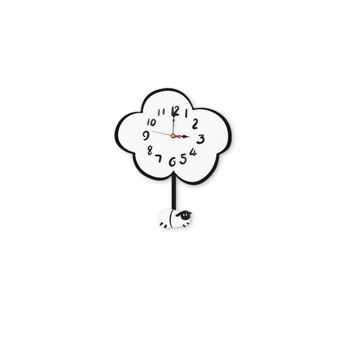 Non-Ticking Cartoon Sheep Pendulum Clock Battery Operated Swinging Sheep Wall Clock 3D Effect for Children, Babies, Playroom, Bedroom