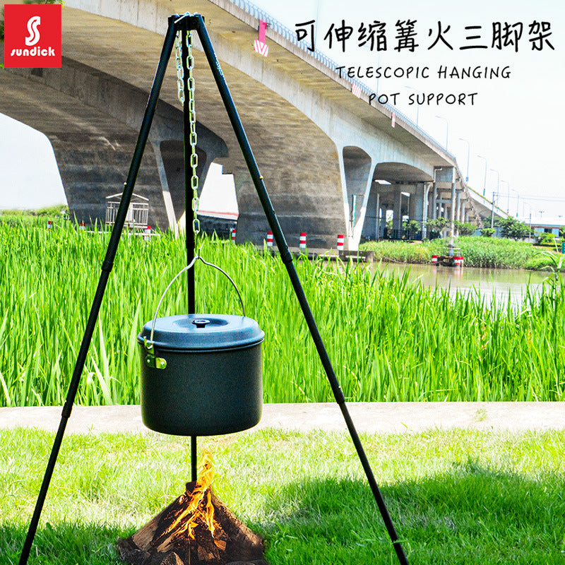 Portable Camping Tripod with Adjustable Legs for Outdoor Cooking