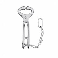 Stainless Steel Cattle Nose Clamp with Chain Heavy Duty Bull Holder with Chain Long-Lasting Cattle Nose Clamp Safe for Ranchers, Farms