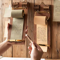 Wooden Memo Board with Clip Retro-Style Paper Roll Holder with Board Rustic Note Paper Dispenser for Cafes, Studios, Study Areas