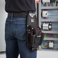Double-Layer Electrician Tool Pouch Reinforced Tool Pouch with Metal Clip Compact Handsunrestricted for Electrical Work, Construction Sites