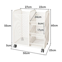 Slanted Shelves Rolling Mesh Rack Caster Wheels Toy Storage Rack Movable Rolling Shelf Metal