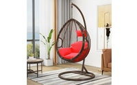 Freestanding Egg Chair with Stand Woven Hanging Egg Chair Stable Rattan Swing Seat Luxuriously Soft for Adults, Living Room