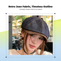 Unisex Octagonal Cap, Jean Newsboy, Street Style