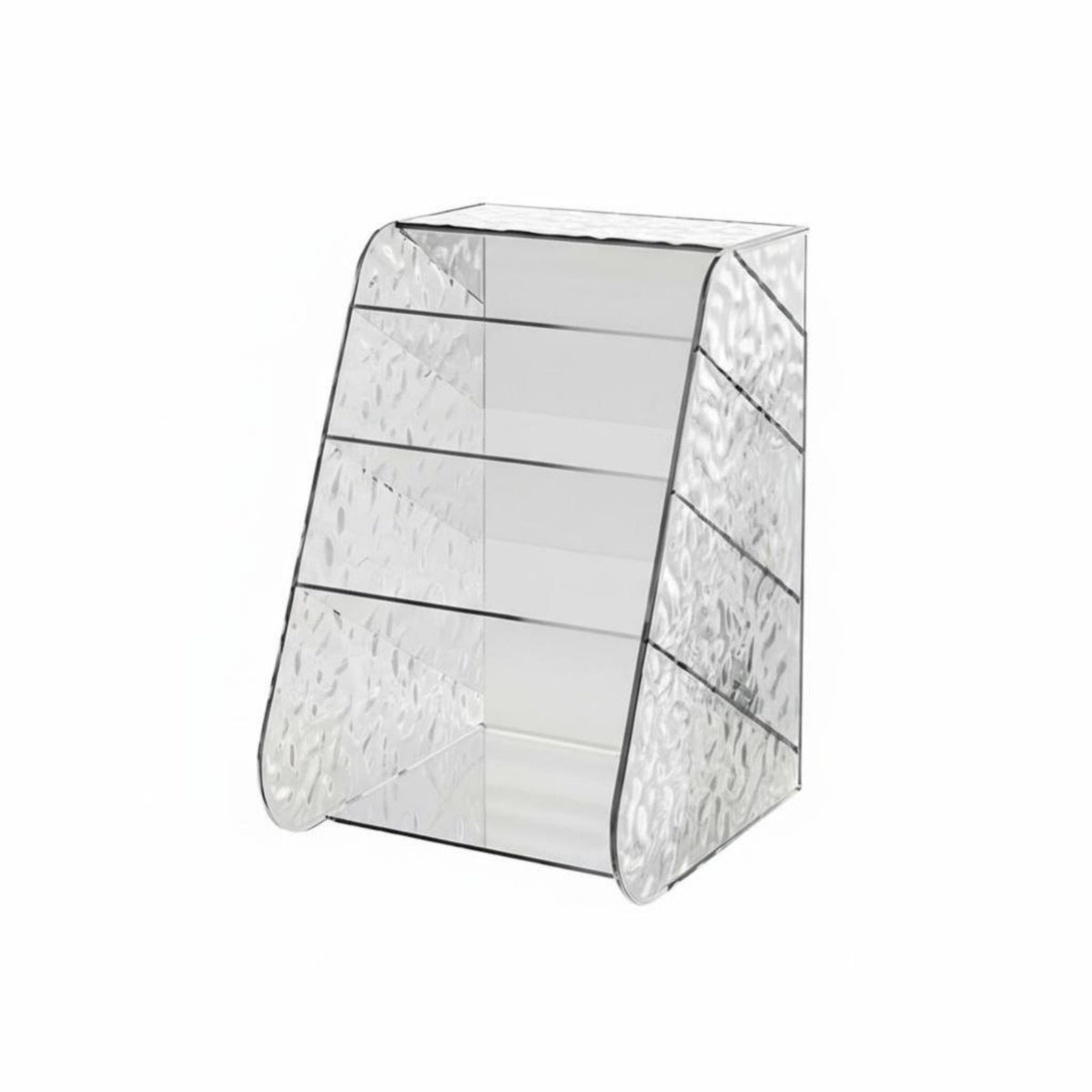 Slanted Desktop Pen Holder, Multi-Compartment Stationery Organizer, Transparent PET, Minimalist Office Document Storage