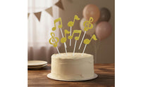 6 Pieces Pre-Cut Musical Note Cake Toppers DIY Assembly Music Note Cupcake Pick Musical Symbol Cake Topper