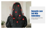European Lace Headscarf, Handmade Floral Embroidery, Women's Veil, Elegant Hair Accessory