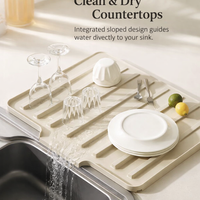 Sink Silicone Draining Mat for and Countertop, Rectangular Dish Drying with Upgraded 2cm Thickened Design