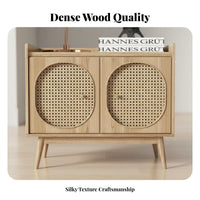 Minimalist aesthetic Nightstand with Rattan Drawer sturdy Wood Legs Rattan Front Nightstand Space-Saving Bedside Table Easy to Assemble for Homeowners, Apartment Dwellers, Students, Bedroom, Small Spaces, Guest Room