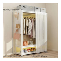 Large Capacity Garment Rack with Pegboard Sturdy Metal Frame Clothes Rack with Shelves Freestanding Closet System for Bedroom