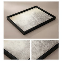 Metal Tray with Horsehair Elegant Rectangular Tray Low-Height for Vanity