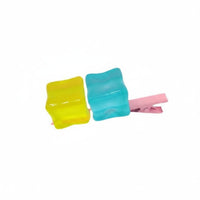 Anime Cosplay Hair Accessory Luminous Anime Design Hair Fastener Blue and Yellow Cube Barrette Cute Bi-Color Color Cube