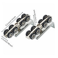 2 Pieces Top Hung Sliding Door Rollers Zinc-Colored 8-Wheel Door Roller Easy Installation Household Fixtures