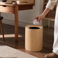 Wood Grain Waste Bin for Home, Office, Hotel - 12L Luxury Retro Style Trash Can