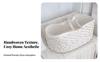 Woven Diaper Changing Basket Double Handle Design Cotton Rope Moses Basket Portable Baby Infant Bed Waterproof Cover