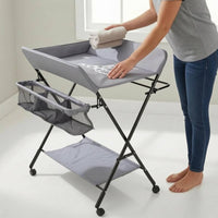 Padded Adjustable Height Changing Table Mesh Storage Basket Foldable Changing Table