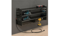 Space-Saving Power Tool Organizer Matte Black Wall-Mounted Tool Organizer Organized Drill Holder with Shelves Strong for Utility Room