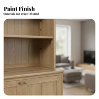 Freestanding Display Hutch Retro Design Tall Cabinet with Shelves Large Capacity Shelving Unit for Book Lovers, Families, Living Room, Home Office, Kitchen