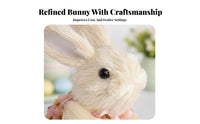 Cute Design Easter Bunny Figurine Farmhouse Aesthetic Easter Bunny Decoration Festive Straw Rabbit Statue Handmade Look for Party