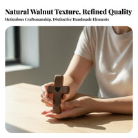 Walnut Wood Cross Ergonomic Grip Handheld Wooden Cross Compact Christian Symbol for People of Belief Members, Easter, Meditation, Pocket Companion