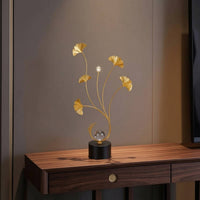Decorative Ginkgo Leaf Sculpture with Crystal Gold Ginkgo Leaf Ornament Freestanding Tabletop Sculpture Modern for Living Room, Entryway, Console Table, Sideboard