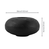 Vase with Woodgrain Texture Textured Oval Vase Low-Profile Vessel for Shelf Styling, Tabletop Display