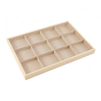 Wooden Wood Jewelry Tray Beige Cloth-linedLined Tray Shallow Home Storage Flat Profile