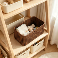 European Style Dark Coffee PP Rattan Woven Storage Basket