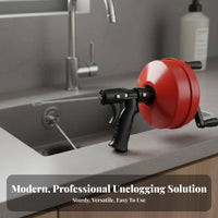 Flexible Cable Electric Drain Auger Automatic Feed Plumbing Snake Tool Double Operation for Homeowners, Renters, Bathtub, Sewer Line