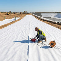 White Weed Control Fabric Geotextile, Pond Liner Mulch Fabric for Garden & Landscaping, Water-Permeable Root Barrier, Gray Drainage Fabric