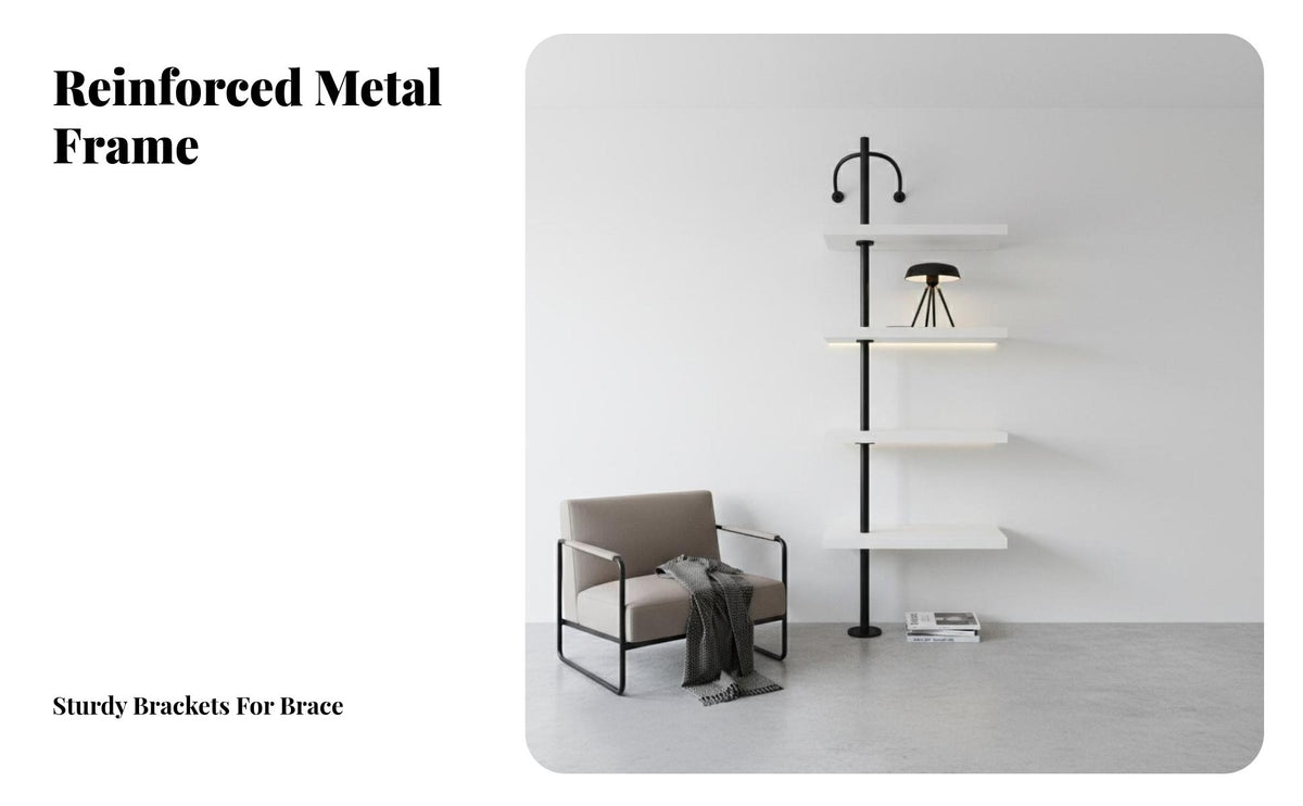 Floor-to-Ceiling Shelving Unit Minimalist & Design Tension Pole Shelving Unit Room Divider Function Display Rack for Apartment Dwellers, Renters