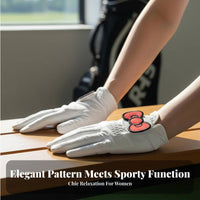 2 Pieces Women's Golf Gloves Wear-Resistant women's Golf Glove Sturdy Cartoon Bow Sports Gloves for Female Golfers, Driving Range, Outdoor