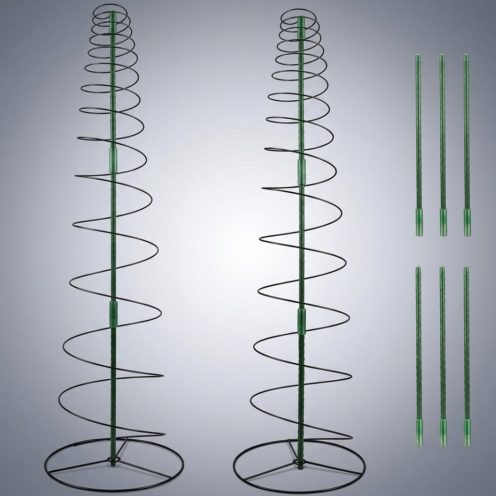 Plant Supports for Outdoor Plants and Indoor Plants, Heavy Duty Metal Plant Sticks Support with Spiral Structure, Adjustable Tomato Cage Stakes
