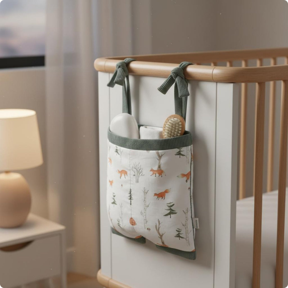 Crib Hanging Organizer Soft Material Crib Rail Storage Pocket Quick Reach
