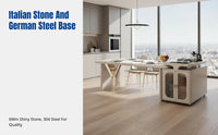 Kitchen Island Table Set with Induction Cooker, Luxury Sintered Stone, Dining Table & Chairs, Home, Apartment, Villa