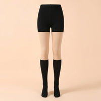 Tights for Women Fleece Lined with Thermal Insulation and Integrated Shorts, Winter Leggings with Shaping Panel Design