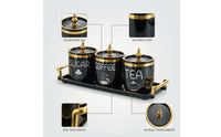 3 Pieces Canister Set with Tray Countertop Ceramic Canister with Tray Containers Sealed Container Airtight for Coffee Station