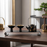 Chinese Tea Set Footed Cups Dark Tea Set Curved Spout Ceramic Ware