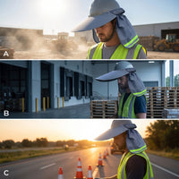 Breathable Hard Hat Sun Shade with Neck Flap Reflective Helmet Cover with Neck Flap Adjustable Hard Hat Brim Sun Shade Universal Fit for Farmers