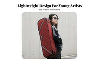 Built-in Hygrometer Canvas Violin Case Padded Interior Geometric Pattern Violin Case Includes Shoulder Straps for Violinists, Travel