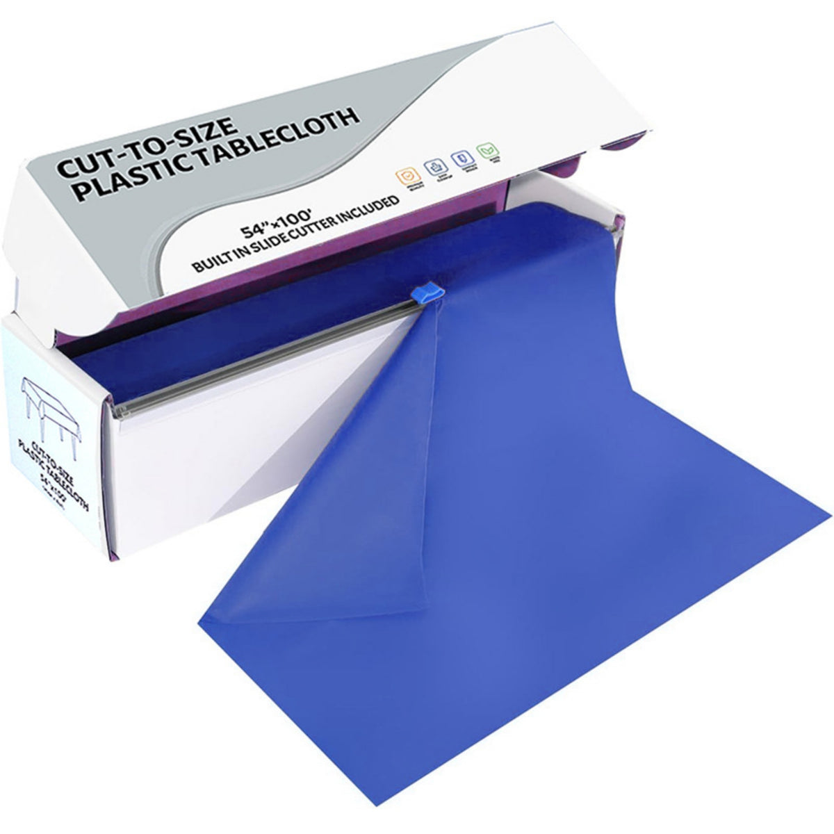 Disposable Plastic Tablecloth Roll - 54 inches x 100 feet with Cutter Box