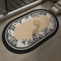 Diatomaceous Earth Floral Bath Mat, Non-Slip Absorbent Quick Dry Doormat for Bathroom Entryway