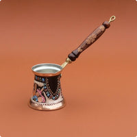 Handmade Turkish Coffee Pot Floral Pattern Copper Cezve