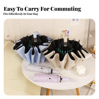 UPF 50+ Manual Sun and Rain Umbrella All-Weather Use Protection Umbrella Black Vinyl Coating for Students, Outdoor, Commuting, Beach