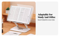 360-Degree Rotation Adjustable Reading Stand Transparent Panel Swiveling Reading Easel Multi-Functional Book Holder Hands-Hands-off Use for Students, Musicians, Study Room, Bedroom, Library, Kitchen