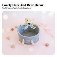 Cute Cottontail Storage Basket Handmade Hare Storage Basket Hare Desktop Bin Handmade Decorative for Infants, Entryway, Bedroom